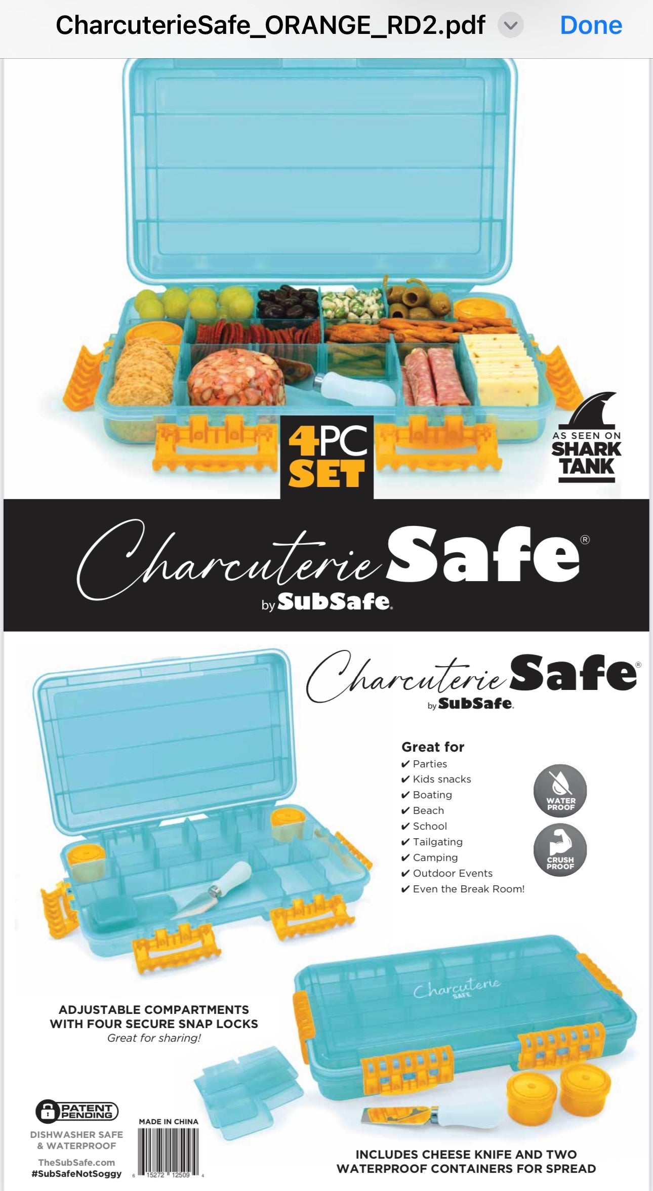 Charcuterie Safe by SubSafe - Waterproof Tackle Box Container Keeps Snacks  Fresh & Dry on The Go - Fill with Cured Meats, Cheese, Nuts - Perfect for, Snack  Tackle Box For Kids